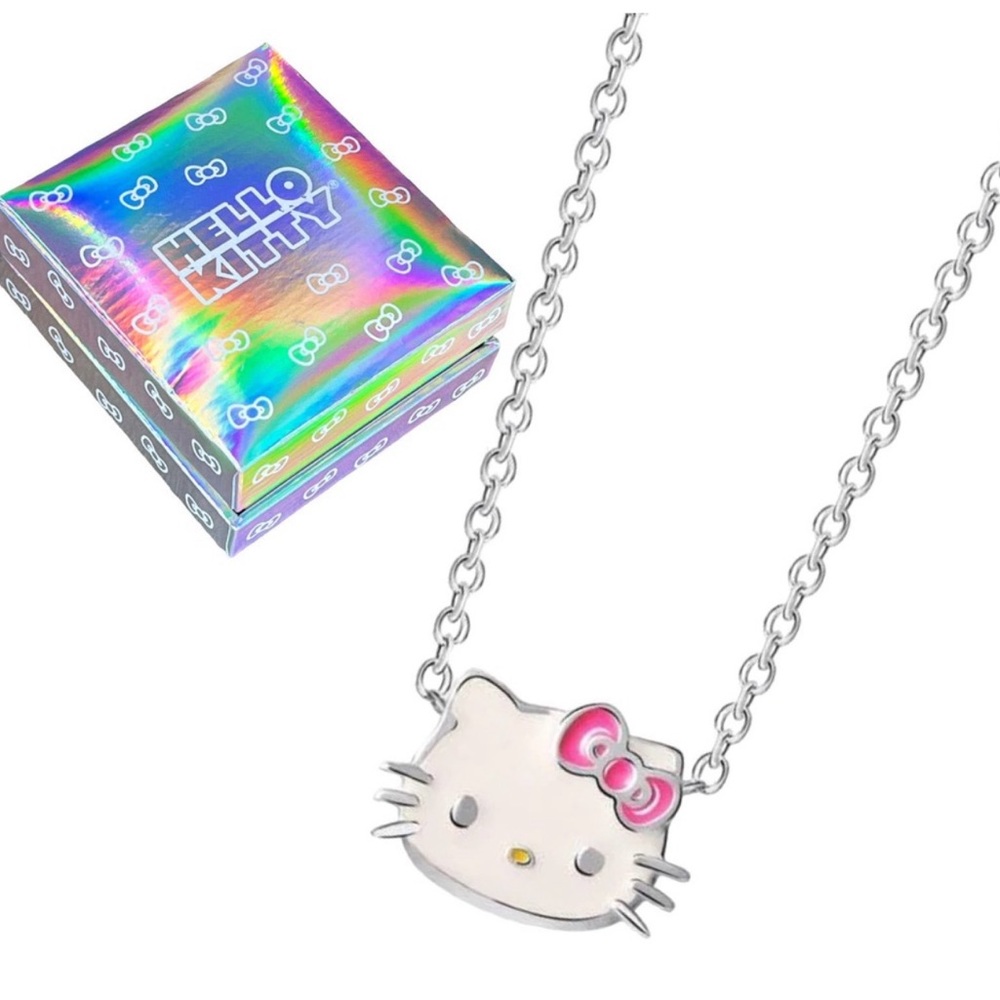 NEW Sterling Silver HELLO KITTY NECKLACE Girls Adults Enameled Silver Cat In Box